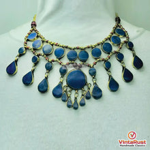 Load image into Gallery viewer, Lapis Lazuli Stone Ethnic Bib Necklace with Beads