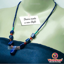 Load image into Gallery viewer, Lapis Lazuli Stone Necklace With Beaded Chain