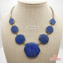 Load image into Gallery viewer, Lapis Lazuli Tribal Stone Bib Chain Necklace