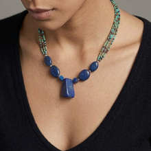 Load image into Gallery viewer, Lapis Lazuli & Turquoise Vintage Beaded Necklace