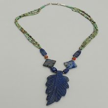 Load image into Gallery viewer, Lapis Lazuli Leaf Pendant Necklace