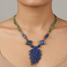 Load image into Gallery viewer, Lapis Lazuli Leaf Pendant Necklace
