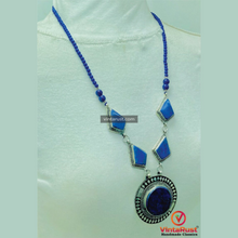 Load image into Gallery viewer, Long Chain Lapis Lazuli Pendant Necklace