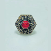 Load image into Gallery viewer, Massive Turkmen Tribal Coral Stone Ring