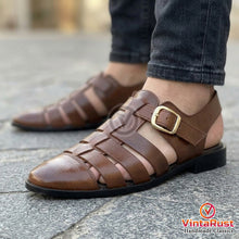 Load image into Gallery viewer, Men's Handcrafted Leather Gladiator Sandals