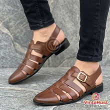 Load image into Gallery viewer, Men's Handcrafted Leather Gladiator Sandals