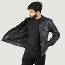 Load image into Gallery viewer, Men's Chest Pockets Leather Jacket with Collar