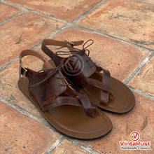 Load image into Gallery viewer, Men's Brown Leather Gladiators Sandals