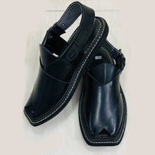 Load image into Gallery viewer, Men's Shine Black Peshawari Leather Chappal