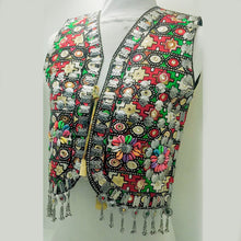 Load image into Gallery viewer, Multicolor Handmade Vest With Silver Motifs and Shells