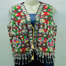 Load image into Gallery viewer, Multicolor Handmade Vest With Silver Motifs and Shells