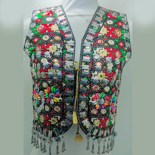 Load image into Gallery viewer, Multicolor Handmade Vest With Silver Motifs and Shells
