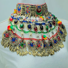 Load image into Gallery viewer, Multicolor Oversized Necklace With Dangling Tassels