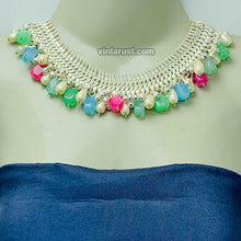 Load image into Gallery viewer, Multicolor Stones Choker Necklace With Pearls