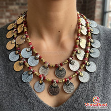 Load image into Gallery viewer, Multilayer Red Beaded Coin Boho Necklace