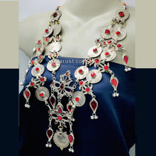 Load image into Gallery viewer, Multilayers Coins Necklace With Red Glass Stone