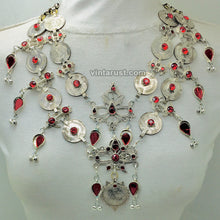Load image into Gallery viewer, Multilayers Coins Necklace With Red Glass Stone