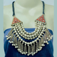 Load image into Gallery viewer, Multilayers Silver Metallic Beaded Choker Necklace
