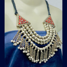 Load image into Gallery viewer, Multilayers Silver Metallic Beaded Choker Necklace