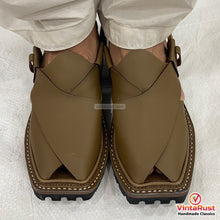 Load image into Gallery viewer, Olive Green Leather Peshawari Sandals for Men's