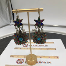Load image into Gallery viewer, Oversized Dangle Earrings With Multicolor Glass Stones