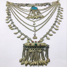 Load image into Gallery viewer, Multilayers Bib Necklace With Dangling Amulet Style Pendant
