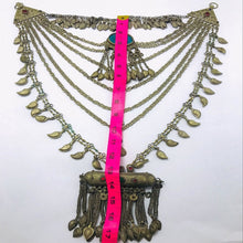 Load image into Gallery viewer, Multilayers Bib Necklace With Dangling Amulet Style Pendant