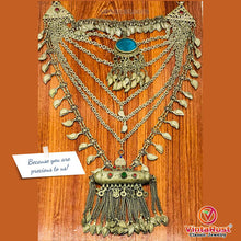 Load image into Gallery viewer, Multilayers Bib Necklace With Dangling Amulet Style Pendant