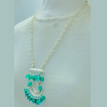 Load image into Gallery viewer, Oxidized Silver Jewelry Set With Green Stones