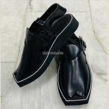 Load image into Gallery viewer, Peshawari Hand Made Leather Black Men's Sandal