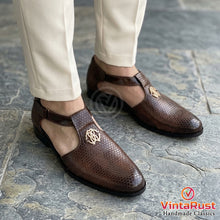 Load image into Gallery viewer, Premium Brown Leather Men's Peshawari Kheri
