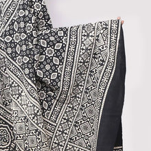 Load image into Gallery viewer, Pure Cotton Black Printed Sindhi Ajrak Shawl for Her