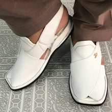 Load image into Gallery viewer, Pure White Kaptaan Peshawari Chappal