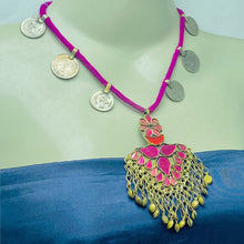 Load image into Gallery viewer, Purple Vintage Coins Pendant Necklace