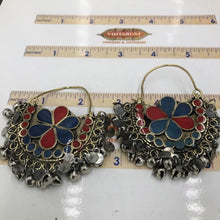 Load image into Gallery viewer, Red and Blue Kuchi Bali Earrings