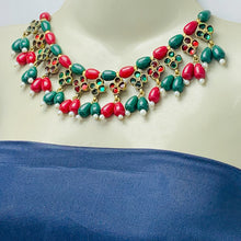 Load image into Gallery viewer, Red and Green Beaded Statement Choker Necklace