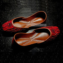 Load image into Gallery viewer, Red Beaded Handmade Bridal Shoes