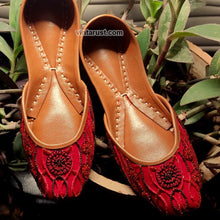 Load image into Gallery viewer, Red Beaded Handmade Bridal Shoes