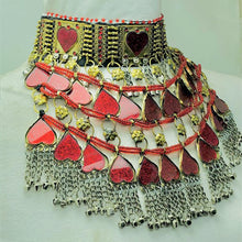 Load image into Gallery viewer, Red Heart Tribal Layered Choker Necklace