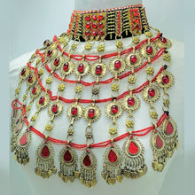Load image into Gallery viewer, Red Oversized Layered Choker Necklace