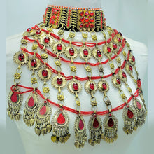Load image into Gallery viewer, Red Oversized Layered Choker Necklace