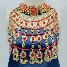 Load image into Gallery viewer, Red Oversized Layered Choker Necklace