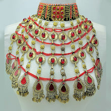Load image into Gallery viewer, Red Oversized Layered Choker Necklace