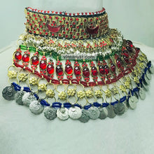 Load image into Gallery viewer, Red Stones With Vintage Coins Multilayer Choker Necklace
