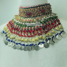 Load image into Gallery viewer, Red Stones With Vintage Coins Multilayer Choker Necklace
