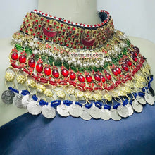 Load image into Gallery viewer, Red Stones With Vintage Coins Multilayer Choker Necklace
