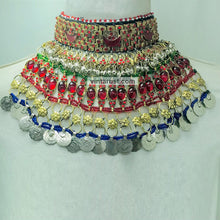 Load image into Gallery viewer, Red Stones With Vintage Coins Multilayer Choker Necklace