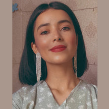 Load image into Gallery viewer, Shiny Rhinestone Long Tassel Earrings