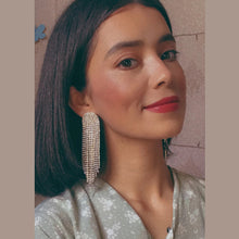 Load image into Gallery viewer, Shiny Rhinestone Long Tassel Earrings