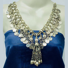 Load image into Gallery viewer, Silver Gypsy Kuchi Necklace With Vintage Coins